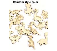 Shein 25/50 piezas Kit de manualidades de dinosaurio de madera de dibujos animados DIY - Recorte hueco sin terminar para pintar y decorar, perfecto para uso