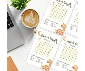 Shein 25/50 Tarjetas de juego para baby shower en español - Búsqueda de palabras bilingüe inglés/español y frases similares a rimas para revelación de géner