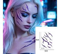 Shein 25 piezas de tatuajes temporales con temática de demonios K-Pop - Tatuajes temporales de cosplay de Halloween de cazador de anime, rayas de color púrp