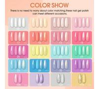 Shein 25 piezas Juego de esmalte de uñas en gel con base, brillo, glitter y top coat mate. Colores arcoíris de primavera y verano, esmaltes en gel de larga