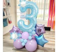 Shein 26 piezas Conjunto de globos de cumpleaños con temática de hielo y nieve en azul, incluye globos de lámina metálica con números del 0 al 9 de 40 pulga