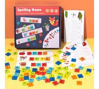 Shein 26 piezas Tarjetas de letras del alfabeto de madera, juego de ortografía, reconocimiento de colores, juguete educativo de práctica cognitiva de palabr