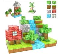 Shein 28/48/64/100 piezas Juego de bloques de construcción magnéticos - Cubos sensoriales STEM para niños, crea un mundo magnético de minerales, juguetes de