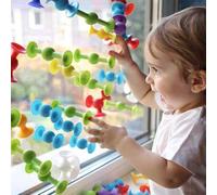Shein 28 piezas de juguetes de ventosas de silicona, bloques de construcción sensoriales Montessori, juguetes de ventosas de colores para aliviar el estrés,