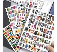 Shein 284 Pegatinas de letras de revista retro, pegatinas de letras para collage, alfabeto inglés, números y pegatinas de etiquetas de símbolos, perfectas p