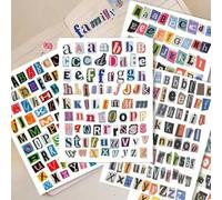 Shein 284 piezas (4 hojas) Pegatinas de letras de revista vintage, pegatinas de alfabeto para scrapbooking, pegatinas de letras de rescate, adecuadas para p