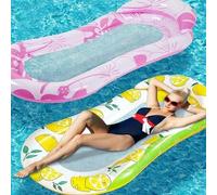 Shein 2pcs/1 pieza Cama flotante inflable con tela de malla y reposacabezas, flotador de descanso acuático, plegable y portátil, adecuado para múltiples esc