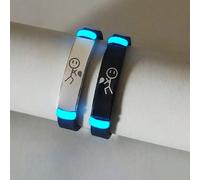 Shein 2pcs/Set Pulsera de Pareja Muestra Amor Al Presionar Un Corazón Sabe Que Te Amo Joyería de Acero Inoxidable Luminosa Brilla en la Oscuridad Para Mujer