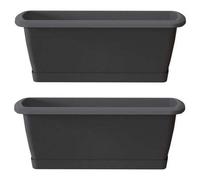 Shein 2x Jardinera Respana con soporte de plastico en color antracita 78,6 (largo) x 18,4 (ancho) x 14,5 (alto) cm. Envío gratuito en 24/48 horas