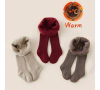 Shein 3/1 par de medias cálidas para niñas, leggings térmicos gruesos de unicolor, pantalones de estiramiento clásicos y versátiles, suaves y cómodos, adecu