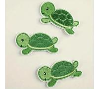 Shein 3/1 piezas Parche de tortuga verde para planchar - Adecuado para ropa, mochilas, sombreros, etc. - Estilo casual - Tela de poliéster, bordado por comp