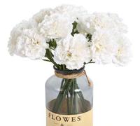 Shein 3/12/18 piezas Claveles blancos artificiales, flores falsas para el Día de la Madre, el Día de San Valentín, centros de mesa de boda, duchas nupciales