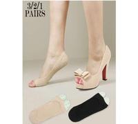 Shein 3/2/1 pares de calcetines de verano para mujer con separador de dedos, forro de silicona antideslizante en el talón, de boca poco profunda, adecuados