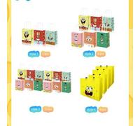 Shein 3/4/6/12 PIEZAS Bolsas de papel con personajes de la serie animada Bob Esponja, incluyendo Bob Esponja, la estrella grande y el jefe cangrejo, como re