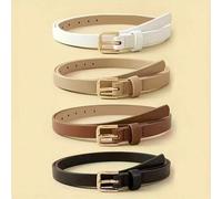 Shein 3/4 piezas Cinturones cuadrados simples y elegantes, cinturones de cintura de unicolor, cinturones casuales retro, cinturones de estilo universitario,