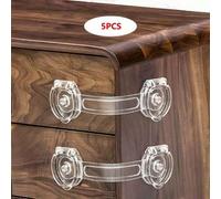Shein 3/5 piezas Cerraduras adhesivas sin taladro de plástico transparente, pestillos para muebles, cajones, puertas, del hogar, organización, artículos de