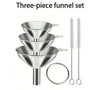Shein 3-5 piezas de embudos de acero inoxidable, embudos grandes, medianos y pequeños, set de 3 piezas, embudos metálicos mini de acero inoxidable para tran