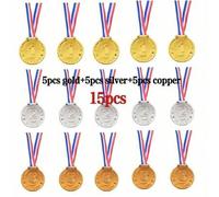 Shein 3/6/15 piezas Medallas de Oro, Plata y Bronce - Paquete de Favoritos de Fiesta Multi-Artículo, Medallas de Campeón, Subcampeón, Tercer Lugar, Medallas