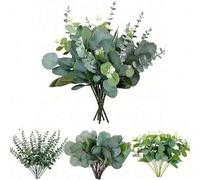 Shein 3-60 piezas Hojas de Eucalipto Artificiales con Bayas, Adecuadas para Floreros de Boda, Ramos, Decoración Floral del Hogar, Arreglos Florales, 3 Tipos