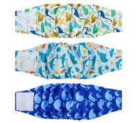 Shein 3 envolturas para perros machos - pañales para perros machos de alta absorción (paquete de 3) - banda para el vientre lavable para perros machos incon