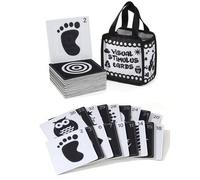 Shein 3 estilos de tarjetas de tela para niños - Clásico en blanco y negro, Enérgico en negro y rojo, Versión alegre y colorida. Juguete de aprendizaje temp