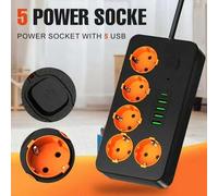 Shein 3-M/300cm Regleta de 3/5/8 tomas con 5/4 puertos de carga USB y Tipo-C, cable de extensión de escritorio adecuado para uso doméstico, oficina, cocina,