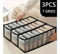 Shein 3 paquetes de organizadores de armario de fibra de poliéster con 7 compartimentos, cajas organizadoras de cajones para ropa interior, calcetines, corb
