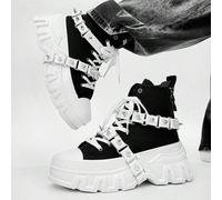 Shein 3 pares de botas de motocicleta con suela gruesa y elevada para hombres, estilo casual punk y preppy, accesorios personalizados, intercambiables, con