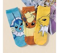 Shein 3 pares de calcetines de mujer con elementos lindos de Pokémon, mascotas y dibujos animados, calcetines cortos cómodos y versátiles para uso diario