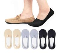 Shein 3 pares de calcetines invisibles de baja altura delgados para hombre, con ajuste sin costuras para pasos cómodos; transpirables, suaves