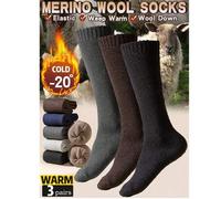 Shein 3 pares de calentadores de pierna térmicos extra largos y gruesos de mezcla de lana para hombres, calcetines altos hasta la rodilla de mezcla de lana