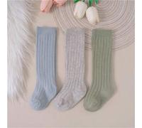 Shein 3 pares/set de calcetines sobre la rodilla para bebé, calcetines suaves a rayas y de unicolor españoles para niños y niñas, adecuados para 0-3 años