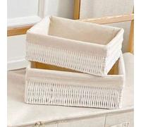 Shein 3 piezas/1 pieza Cesta de almacenamiento tejida a mano, bandeja organizadora de escritorio, adecuada para cosméticos, llaves, aperitivos, decoración d