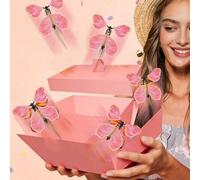 Shein 3 piezas/2 piezas/1 pieza Caja de regalo con explosión de mariposas rosas, Regalo DIY, Fiesta de cumpleaños, Fiesta sorpresa negra, Decoración de mari