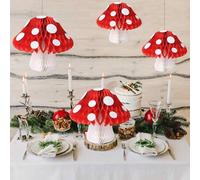 Shein 3 piezas/6 piezas Bolas de panal de papel con forma de seta pequeña, decoraciones de fiesta con tema de cuento de hadas del bosque, ducha, boda, fiest