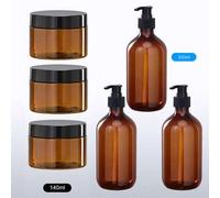 Shein 3 piezas Botellas/Frascos recargables de cuello largo y grueso de 500ml color ámbar - Adecuado para champú, gel de baño, acondicionador, sales de baño