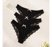Shein 3 piezas Bragas tipo hipster para mujer con decoración de encaje y lazo