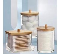 Shein 3 piezas Caja de almacenamiento de madera vintage con tapa - Caja de almacenamiento pequeña para palillos, hilo dental, hisopos y almohadillas, mini o