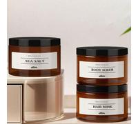 Shein 3 piezas Crema facial, Sal marina, Exfoliante corporal, Mascarilla capilar, Botella de boca ancha hecha de PET, Caja de crema