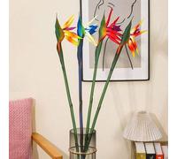 Shein 3 piezas de Flores artificiales de Ave del Paraíso, Tallo de Flor de Goma Strelitzia adecuado para Decoración del Hogar DIY, Temática de Fiesta, Exhib