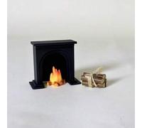 Shein 3 piezas, decoración de casa de muñecas, chimenea en miniatura 1:12, chimenea en miniatura impresa en 3D, brillo de llama realista, pila de leña en mi