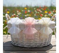 Shein 3 piezas Diademas de bebé con gran lazo de tul suave, accesorios para el cabello de estilo princesa dulce, diademas esponjosas sin rastro para bebés,