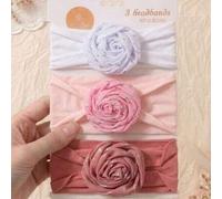 Shein 3 piezas Diademas florales para bebé niña recién nacida, accesorios decorativos para el cabello suaves y elásticos, aptos para uso diario en todas las
