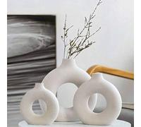 Shein 3 piezas Jarrón de plástico, jarrón irrompible blanco adecuado para tulipanes, rosas y decoración de flores secas, decoración del hogar, sala de estar