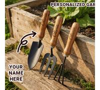Shein 3 piezas Juego de herramientas de jardinería con grabado láser - Pala pequeña, azada de jardín, herramienta para aflojar la tierra de plantas de inter