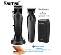 Shein 3 piezas Kemei 2296, 2299 Juego de cortapelos, Máquina eléctrica de recorte de cabello para hombres, Máquina profesional de corte de cabello Cortadora