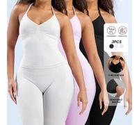 Shein 3 PIEZAS Nuevo chaleco deportivo de impacto para mujer, Top de yoga y fitness, ropa de gimnasio, sujetador con espalda descubierta y copas incorporada