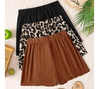 Shein 3 piezas Pantalones cortos holgados de cintura alta tejidos para mujer, shorts de verano, playa, verano, ropa de playa, Pascua, playa, vacaciones de p