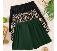 Shein 3 piezas Pantalones cortos holgados de cintura alta tejidos para mujer, shorts de verano, playa, verano, ropa de playa, Pascua, playa, vacaciones de p