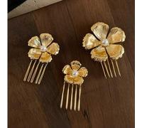 Shein 3 piezas Peinetas de pelo con flores de perla estilo palacio vintage, Elegantes pasadores de pelo franceses - Accesorios de pelo de lujo versátiles y